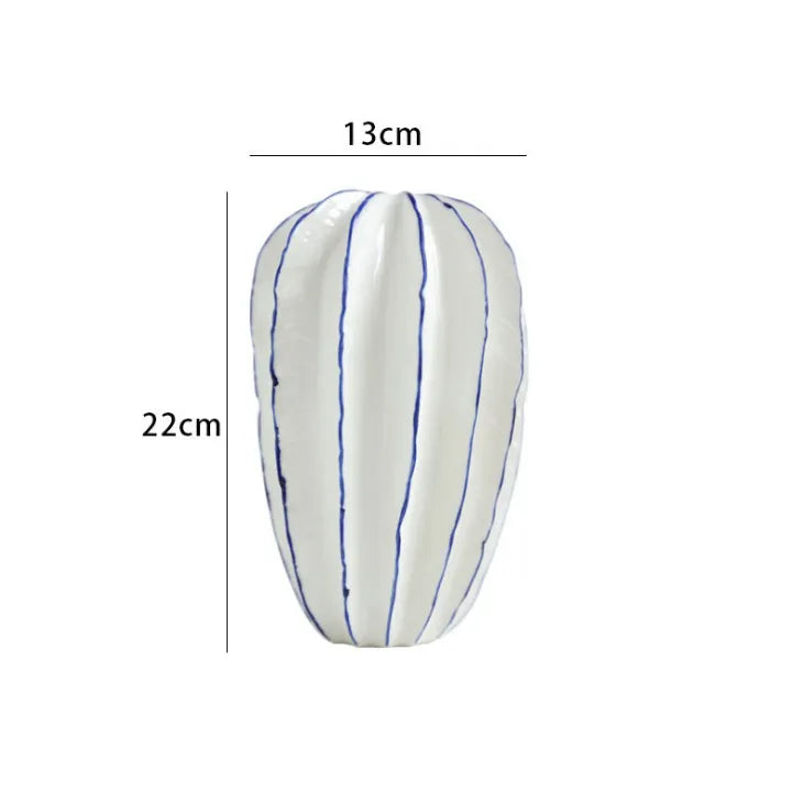 Carambola Ceramic Vases - White & Blue