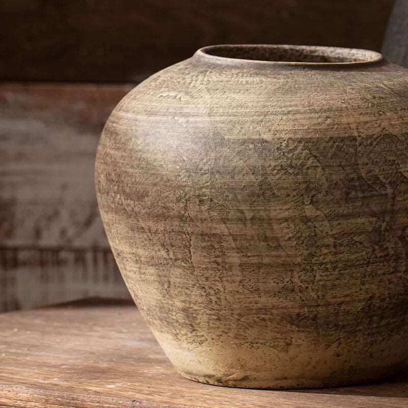 Ceramic Retro Vase Home Decoration Piece Wabi Sabi Style - 3 Sizes