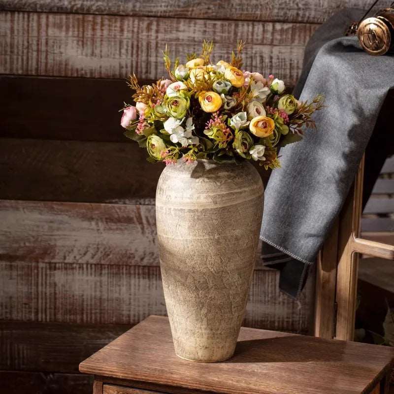 Ceramic Retro Vase Home Decoration Piece Wabi Sabi Style - 3 Sizes