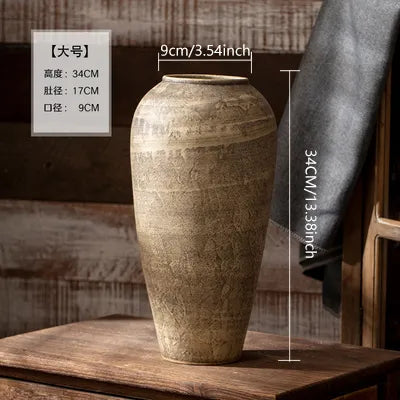 Ceramic Retro Vase Home Decoration Piece Wabi Sabi Style - 3 Sizes