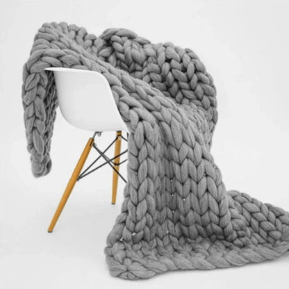 Chunky Knitted Merino Wool Blanket Throw - 8 Colours