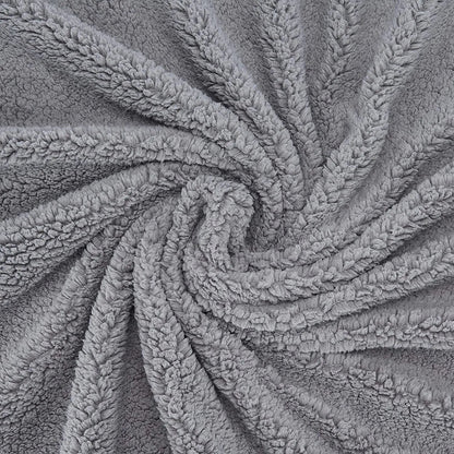 Cosy Winter Faux Fur Fleece Sherpa Throw - Grey, Ivory, White & Black