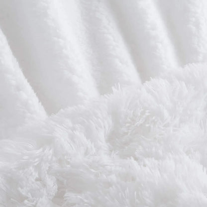 Cosy Winter Faux Fur Fleece Sherpa Throw - Grey, Ivory, White & Black