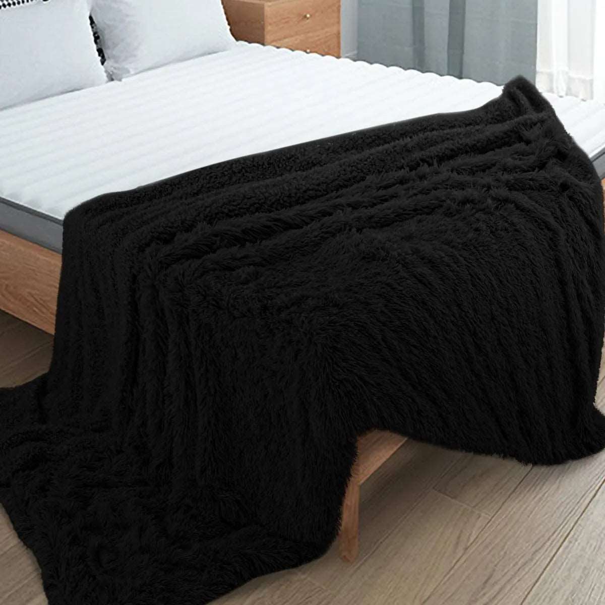 Double Layer Cuddly Plush Faux Sherpa Soft Fur Throw - 5 Colours