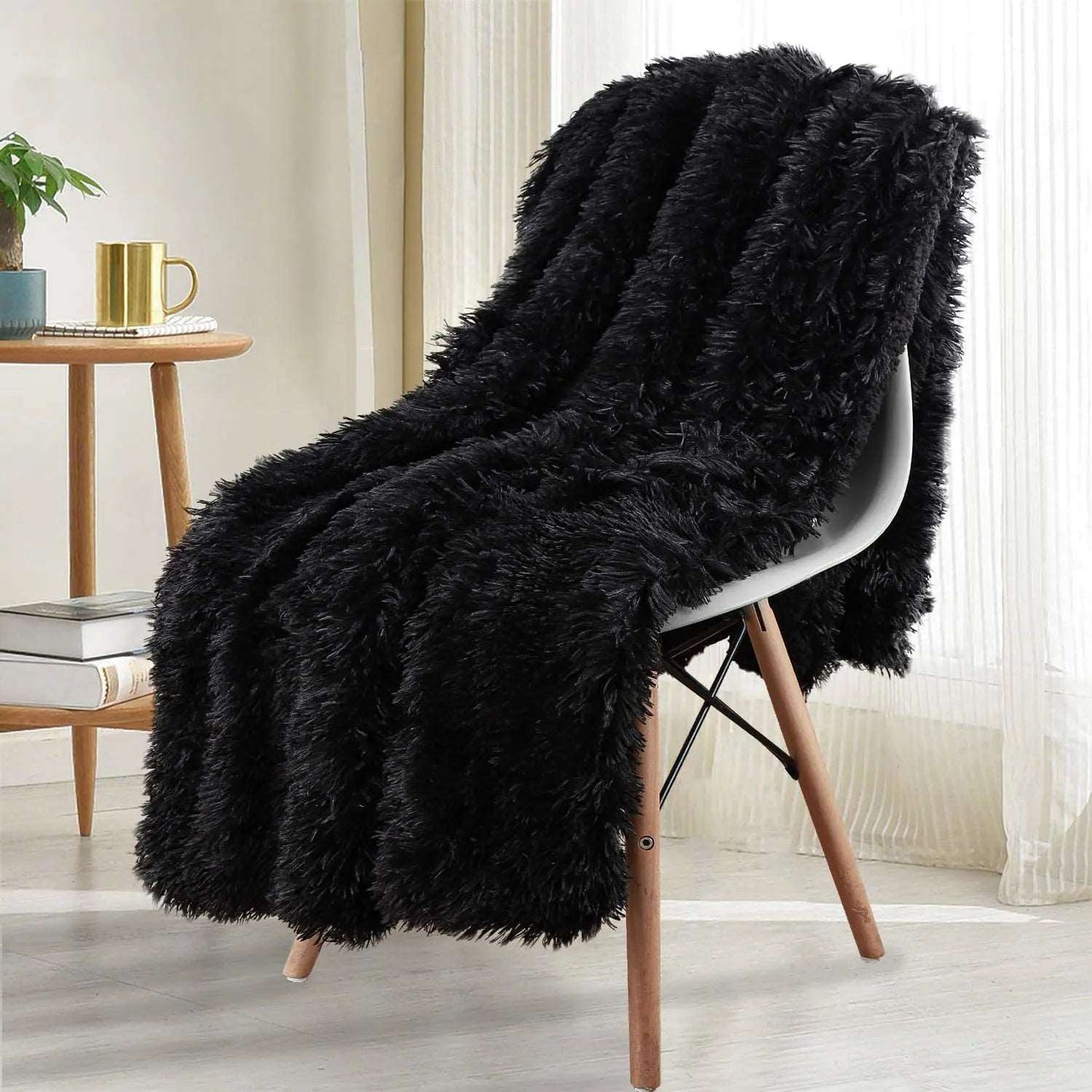 Double Layer Cuddly Plush Faux Sherpa Soft Fur Throw - 5 Colours