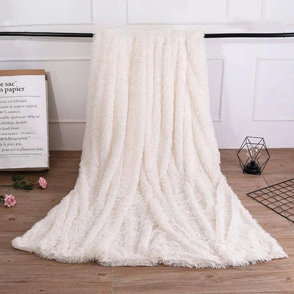 Double Layer Cuddly Plush Faux Sherpa Soft Fur Throw - 5 Colours