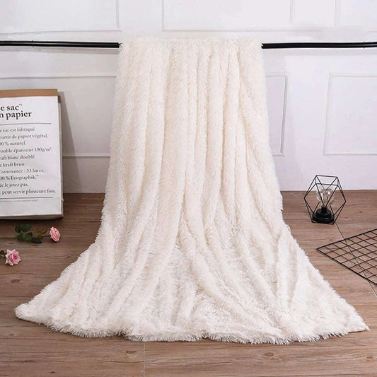 Double Layer Cuddly Plush Faux Sherpa Soft Fur Throw - 5 Colours