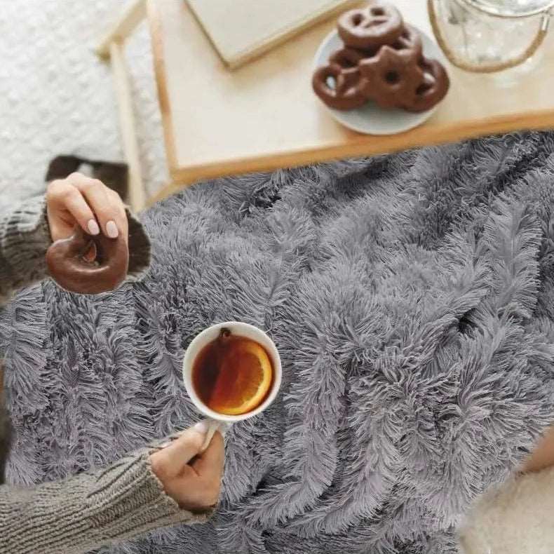 Double Layer Cuddly Plush Faux Sherpa Soft Fur Throw - 5 Colours
