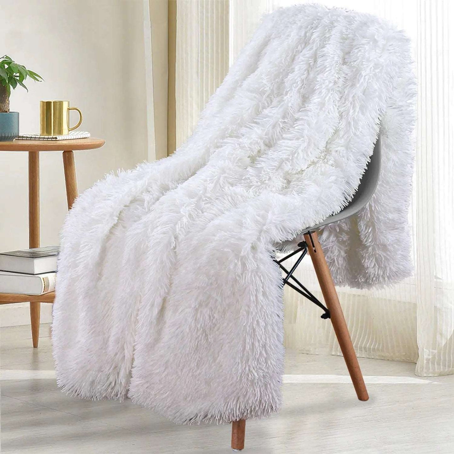Double Layer Cuddly Plush Faux Sherpa Soft Fur Throw - 5 Colours