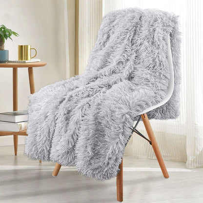 Double Layer Cuddly Plush Faux Sherpa Soft Fur Throw - 5 Colours