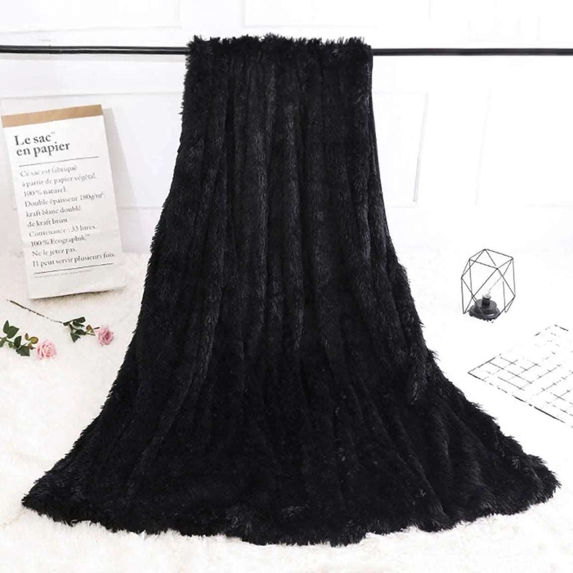Double Layer Cuddly Plush Faux Sherpa Soft Fur Throw - 5 Colours