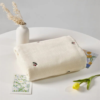 Embroidered White Fleece Baby Winter Throw Blanket - 4 Styles