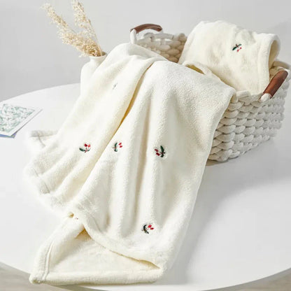 Embroidered White Fleece Baby Winter Throw Blanket - 4 Styles