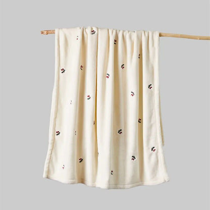 Embroidered White Fleece Baby Winter Throw Blanket - 4 Styles