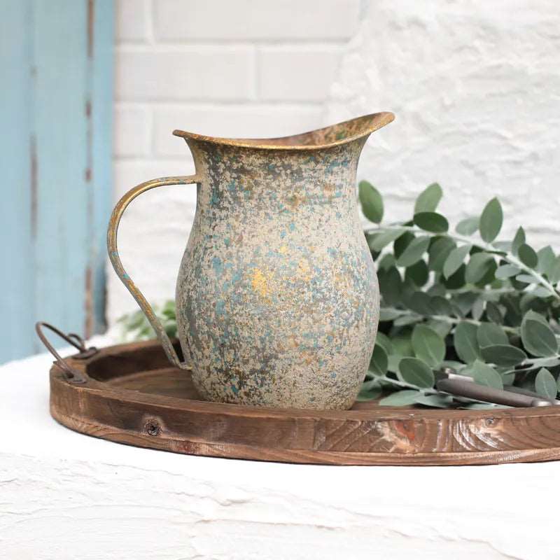 Farmhouse Style Galvanised Rustic Shabby Chic Vintage Flower Vase