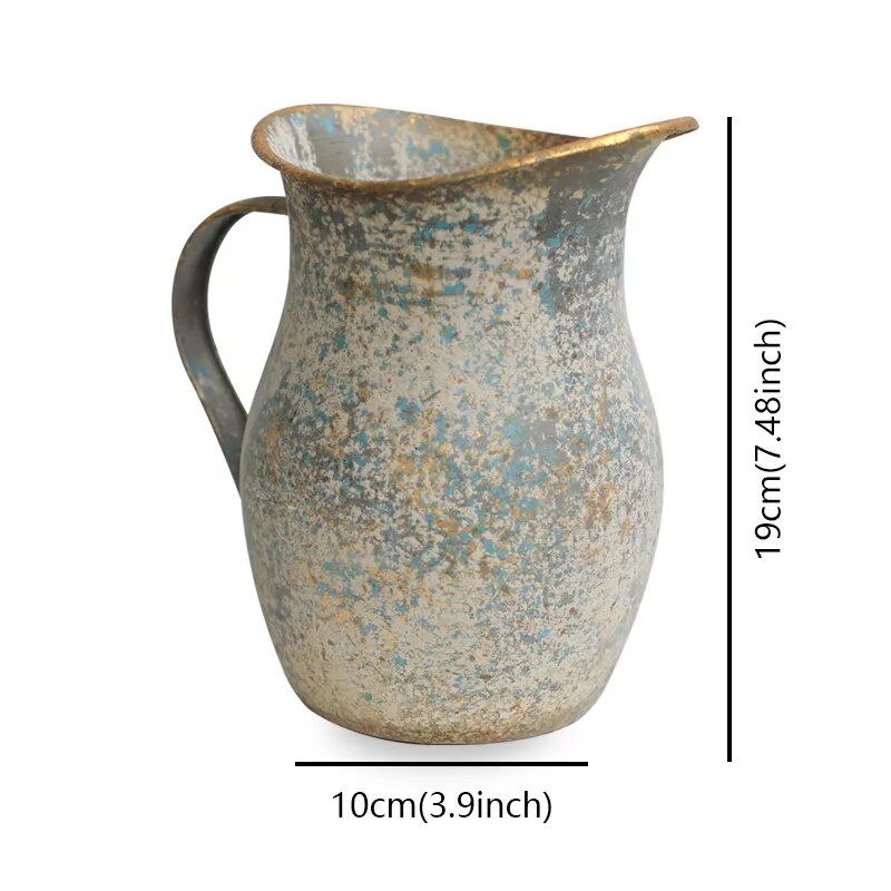 Farmhouse Style Galvanised Rustic Shabby Chic Vintage Flower Vase