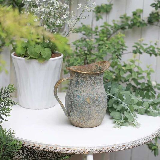 Farmhouse Style Galvanised Rustic Shabby Chic Vintage Flower Vase