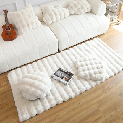 Fluffy & Supersoft Plush Bubble Nordic Rectangle Shaggy Rug - White, Beige, Grey, Ivory & Sage Green