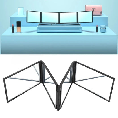 4 Panel Expandable Mirror,360 Degree Foldable Makeup Mirror Multifunction Portable for Hair Cuting,Styling,Grooming