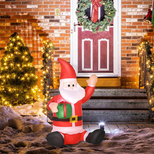 Homcom Christmas Inflatable Santa Claus Outdoor Home Seasonal Decoration w/ LED Light