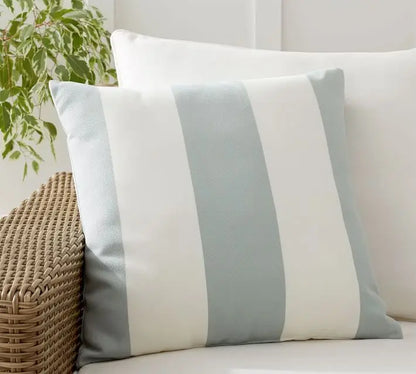 Velvet Wide Stripe Outdoor Square Cushion Cover - 7 Colours