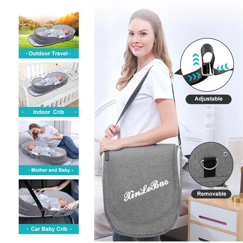 Portable Baby Bed with Mosquito Net – Travel Crib & Sleeping Nest for Newborns