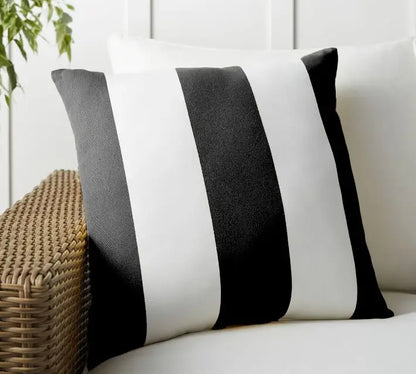 Velvet Wide Stripe Outdoor Square Cushion Cover - 7 Colours