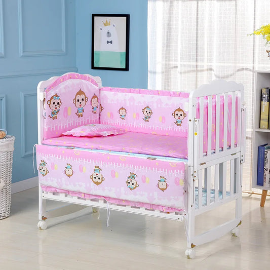 5pcs Cotton Baby Crib Bedding Set – Infant Bumpers & Safety Bed Fence Protector for Nursery Decor