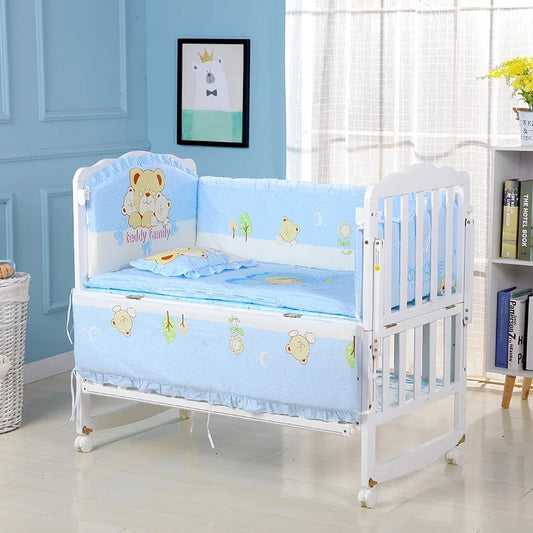 5pcs Cotton Baby Crib Bedding Set – Infant Bumpers & Safety Bed Fence Protector for Nursery Decor
