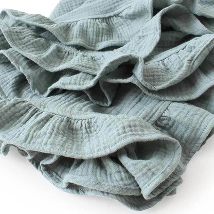 Organic Cotton Ruffled Muslin Baby Swaddle Blanket - 4 Colours
