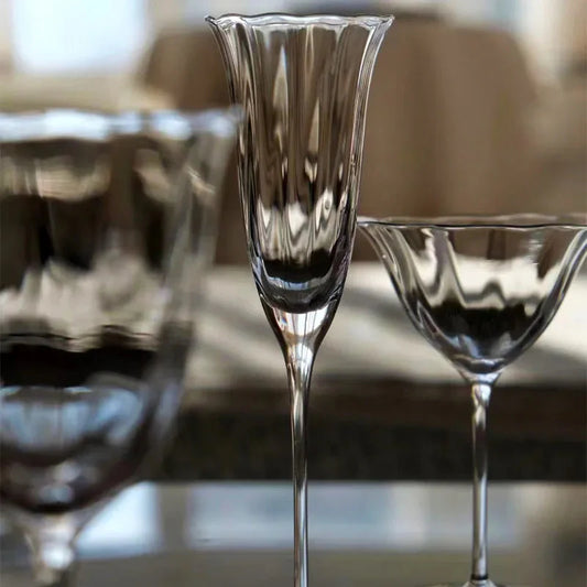 Set of 2, 4 & 6 Handmade Ripple Flower Inspired Wine, Cocktail & Flute Glasses