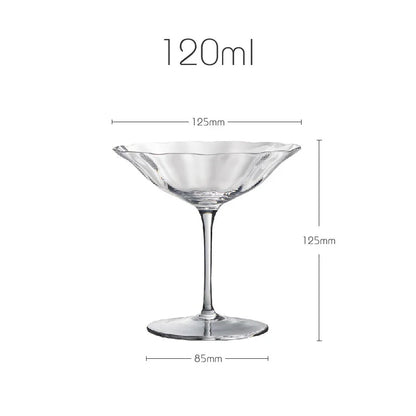 Set of 2, 4 & 6 Handmade Ripple Flower Inspired Wine, Cocktail & Flute Glasses