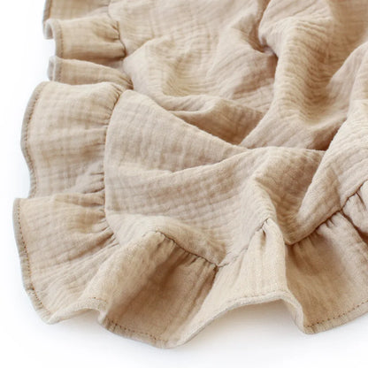 Organic Cotton Ruffled Muslin Baby Swaddle Blanket - 4 Colours