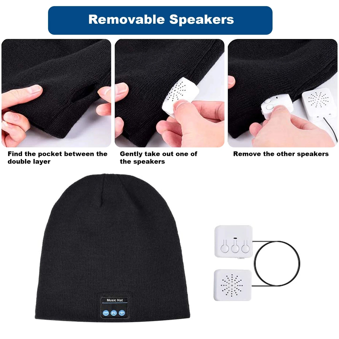 Bluetooth Music Beanie – Wireless Smart Hat with Built-in Speakers & Mic, Rechargeable Warm Headset for Running, Hunting & Camping