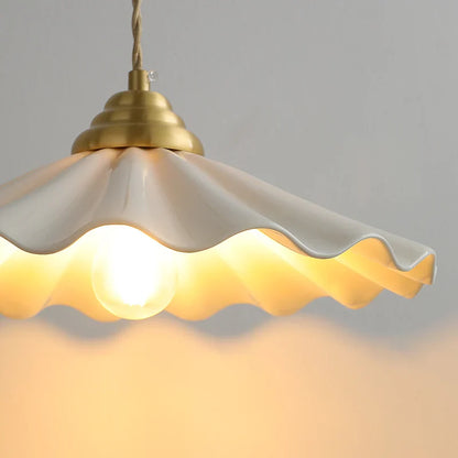 Scandinavian Ceramic LED Hanging Ceiling Pendant Light Fixture - White