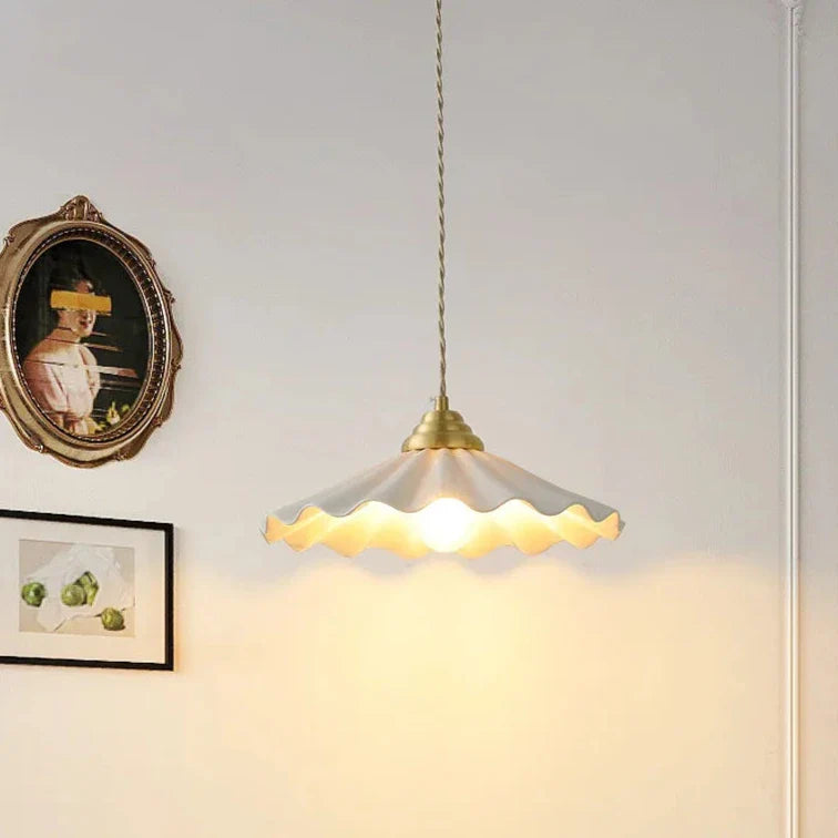 Scandinavian Ceramic LED Hanging Ceiling Pendant Light Fixture - White