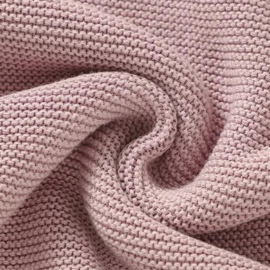 Knitted Cotton Muslin Swaddle Blanket for Baby with Ruffle Trim - Ivory, Grey, Beige, Pink & Sage Green