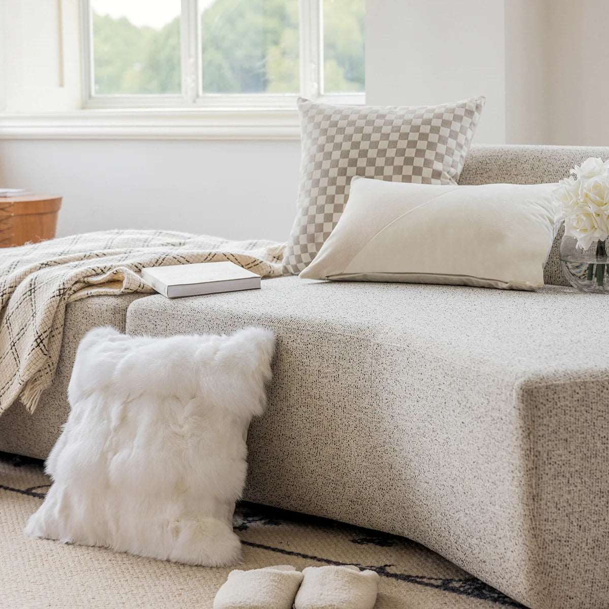 Luxurious Beige Checkered French Decoration Cushion Cover