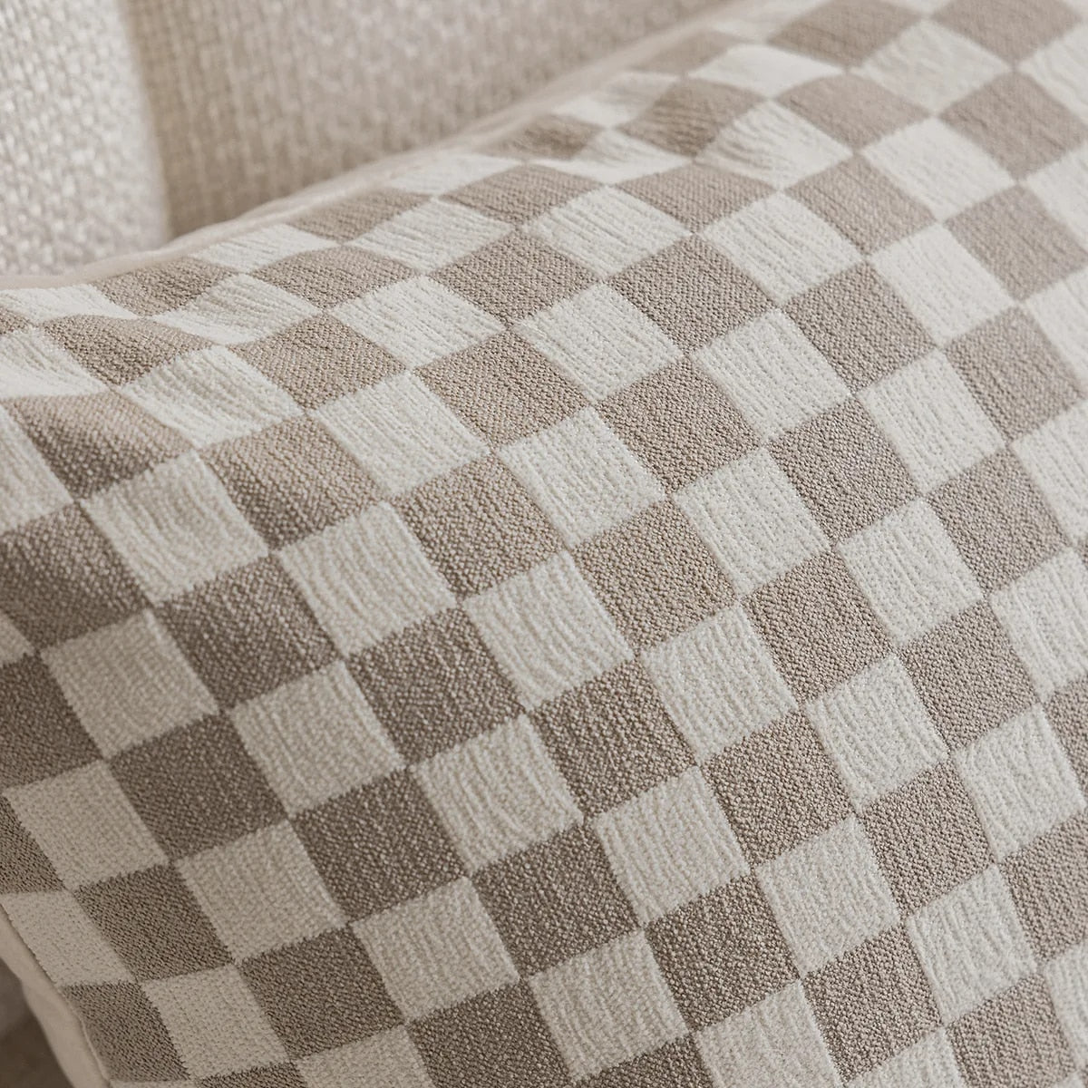 Luxurious Beige Checkered French Decoration Cushion Cover