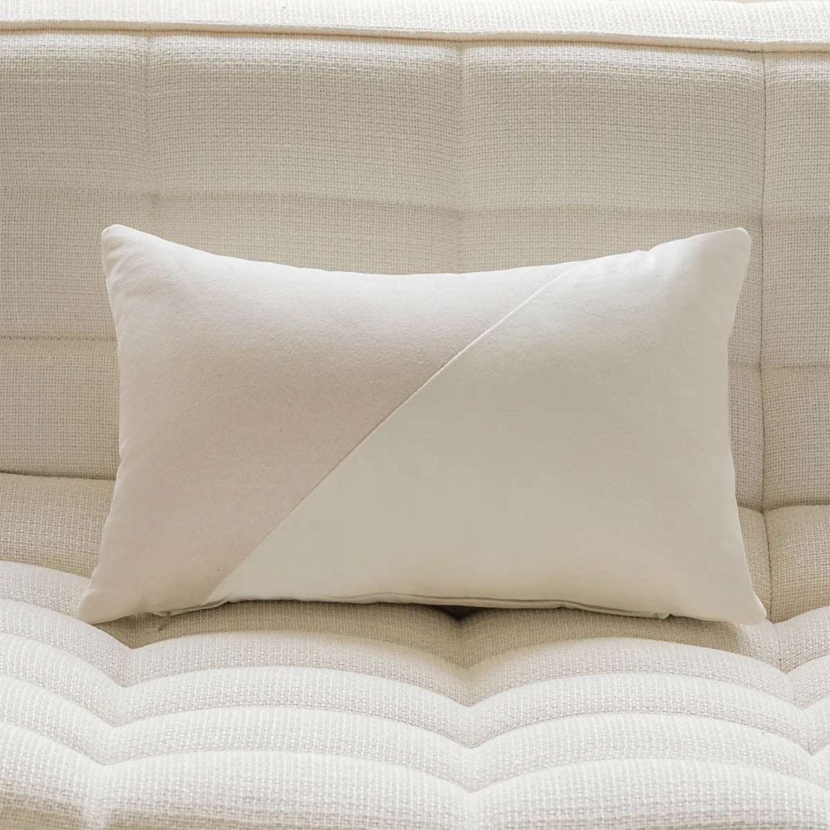 Luxurious White & Beige Velvet Decoration Cushion Cover