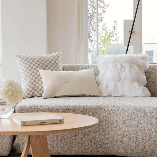 Luxurious White & Beige Velvet Decoration Cushion Cover