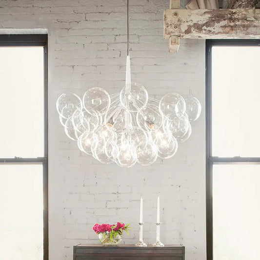 Modern Designer Clear Glass Chandelier Bubble Pendant - 3 Colours