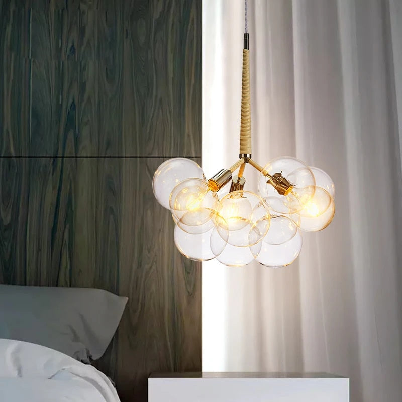 Modern Designer Clear Glass Chandelier Bubble Pendant - 3 Colours