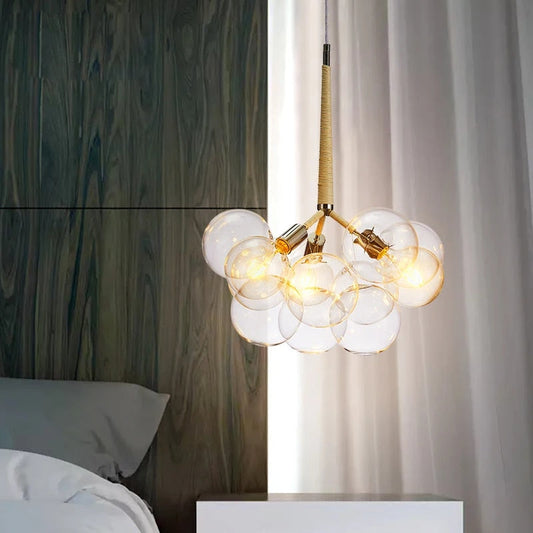 Modern Designer Clear Glass Chandelier Bubble Pendant - 3 Colours