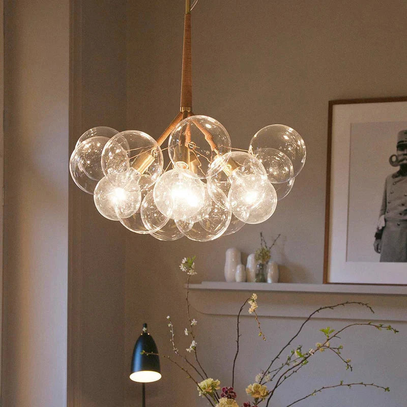 Modern Designer Clear Glass Chandelier Bubble Pendant - 3 Colours