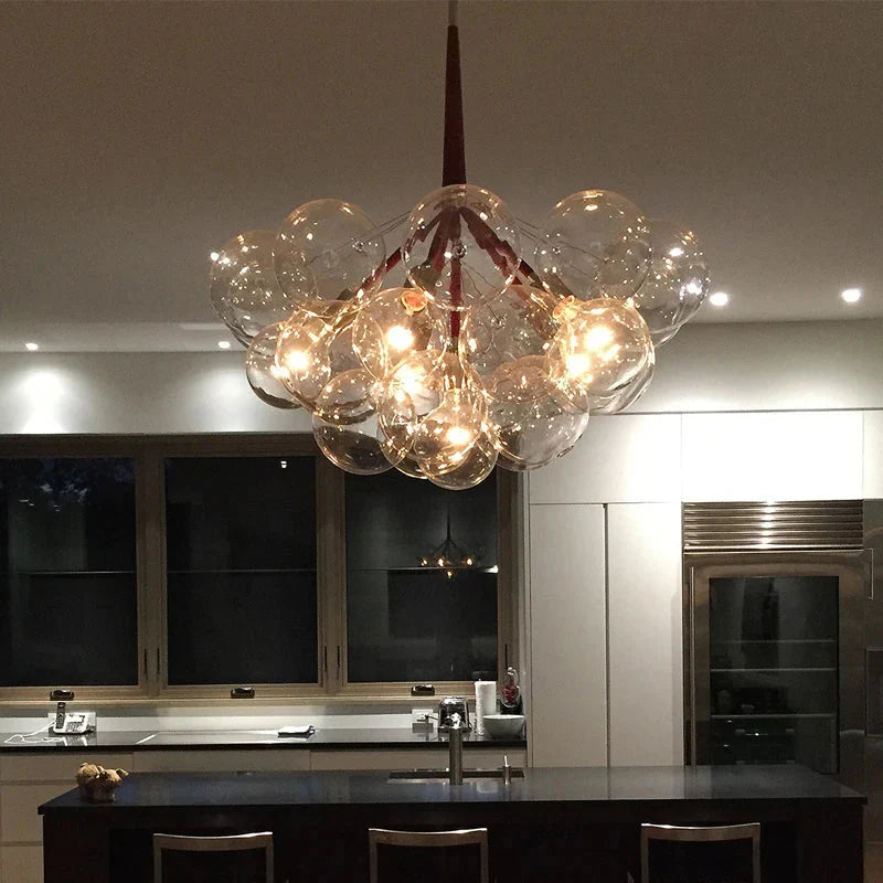 Modern Designer Clear Glass Chandelier Bubble Pendant - 3 Colours