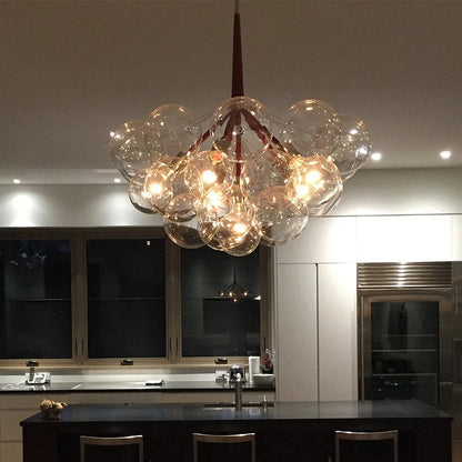 Modern Designer Clear Glass Chandelier Bubble Pendant - 3 Colours