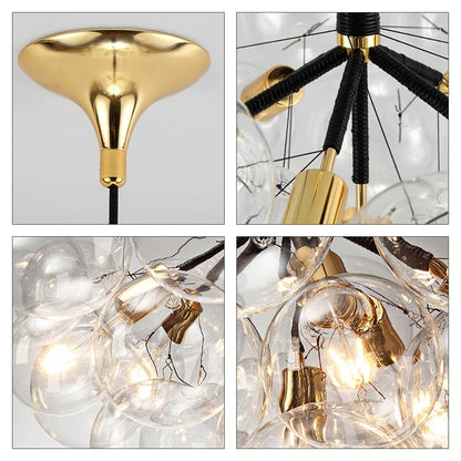 Modern Designer Clear Glass Chandelier Bubble Pendant - 3 Colours