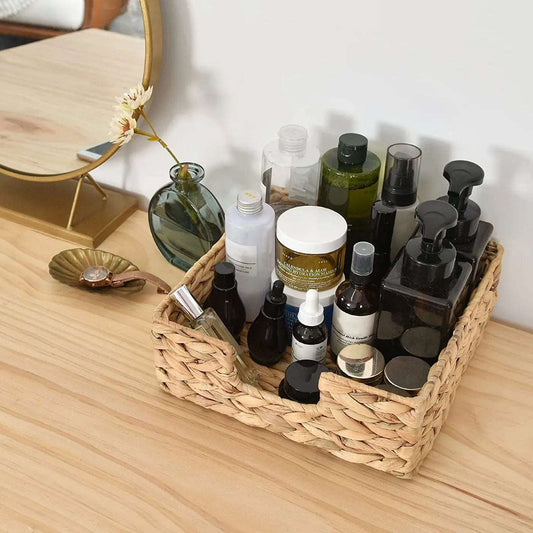 Modern Hand-Woven Storage Rattan Wicker Tray Baskets - 3 Sizes