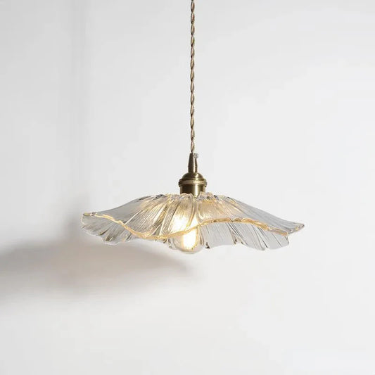 Modern Hibiscus Flower Inspired Glass Hanging Ceiling Pendant - Clear
